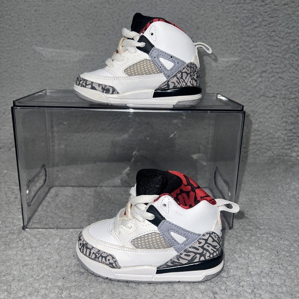Nike Air Jordan Spizike Toddler Size‎ 5C White Black Cement Red Shoes 317701 122